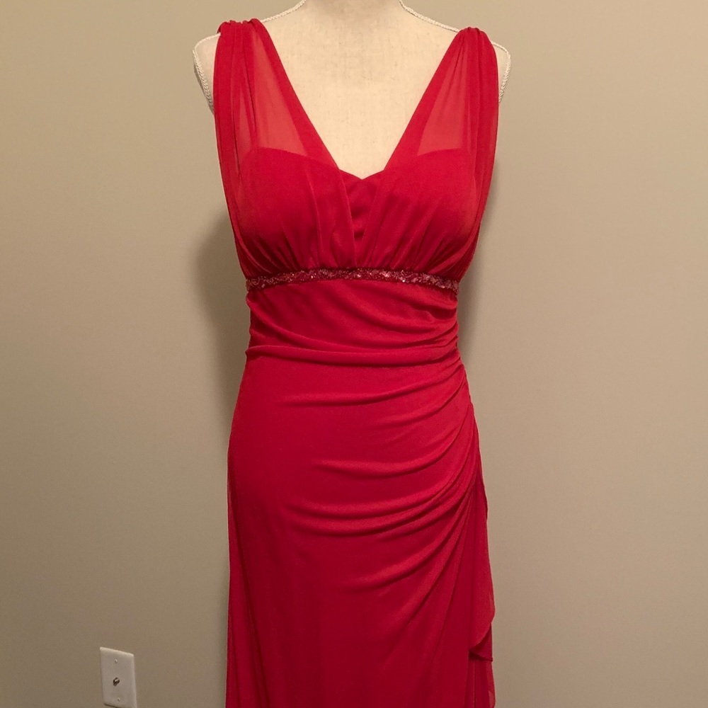 Cute Long Red Cocktail Dress